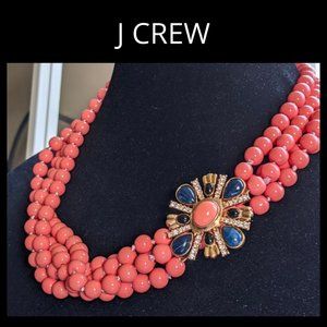 J Crew Palm Springs Coral Beaded Necklace